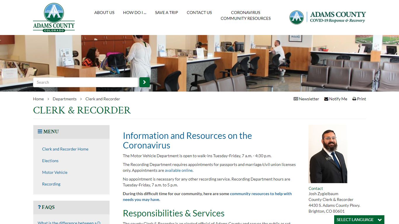 Clerk and Recorder - Adams County, Colorado